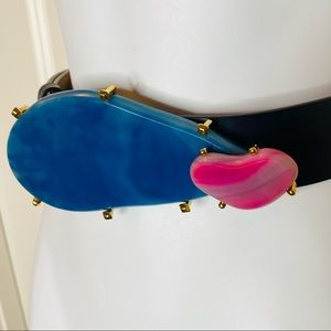 Authentic Gucci Rare Blue & Pink Agate Gemstone Belt